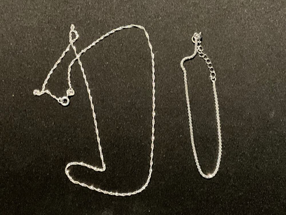 925 Sterling Silver Dainty 15in Necklace and 925 Silver Bracelet